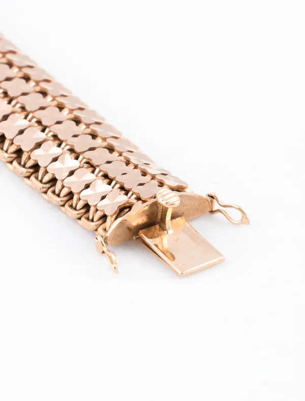 Bracelet Rétro Or Rose Mailles Fantaisies