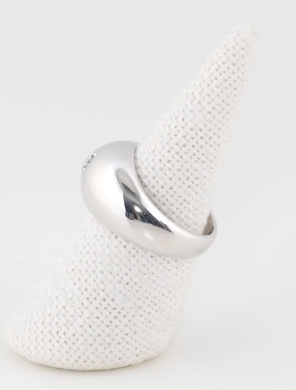 Bague Boule Solitaire Or Blanc