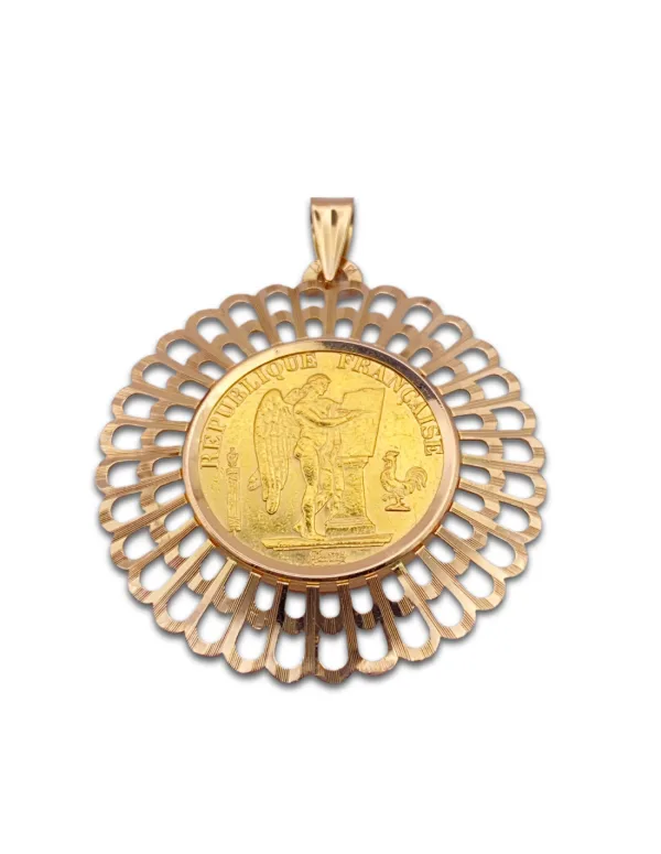 Rare Pendentif Vintage Pièce 2O Francs Or
