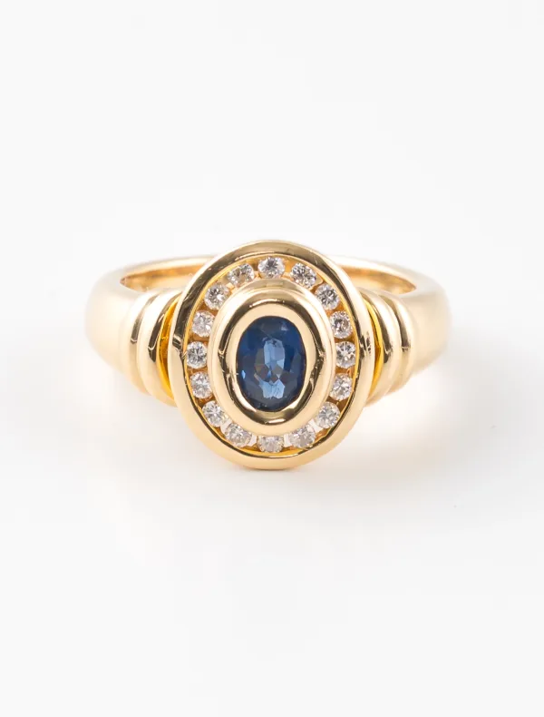 Bague Or Jaune, Saphir & Diamants