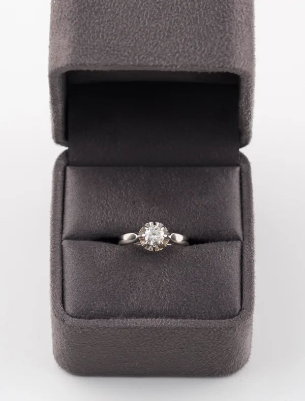 Bague Solitaire Or Blanc & Platine