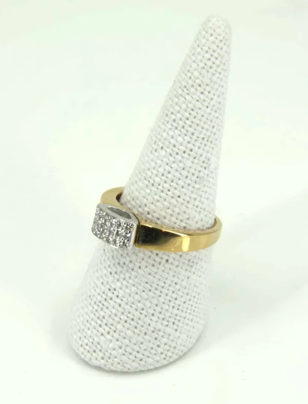 Bague Vintage Or Jaune, Or Blanc Pavée Diamants