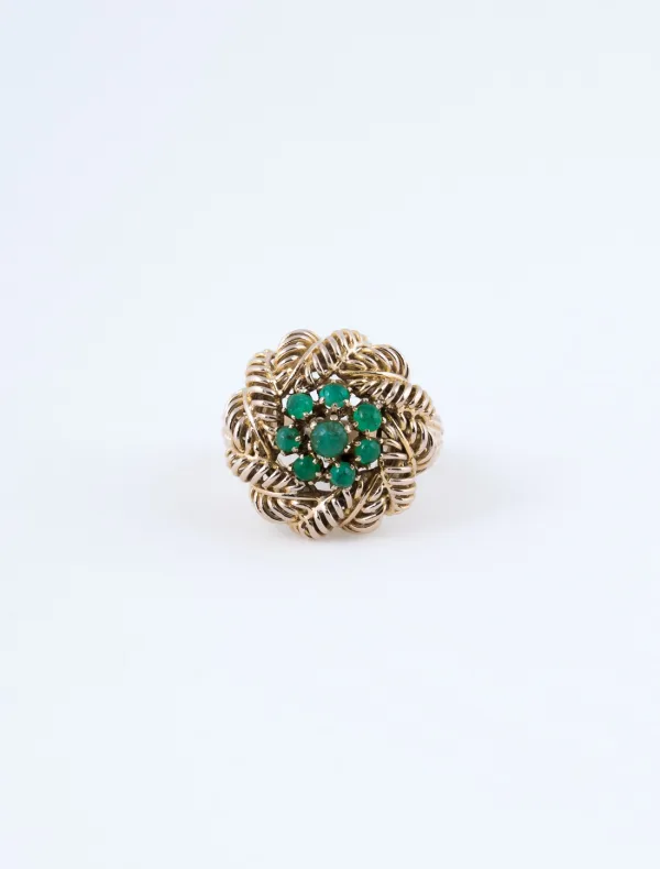 Bague Chou Or Jaune & Emeraudes