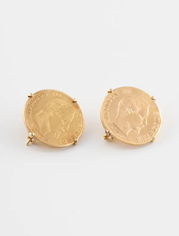 Boucles d'Oreilles Pièce d'Or Napoléon