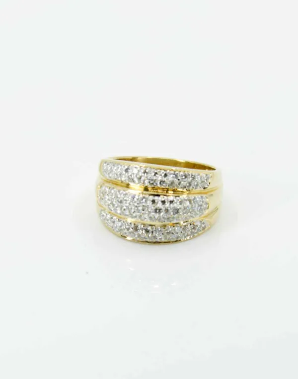 Bague Or Jaune Godrons Pavés Diamants