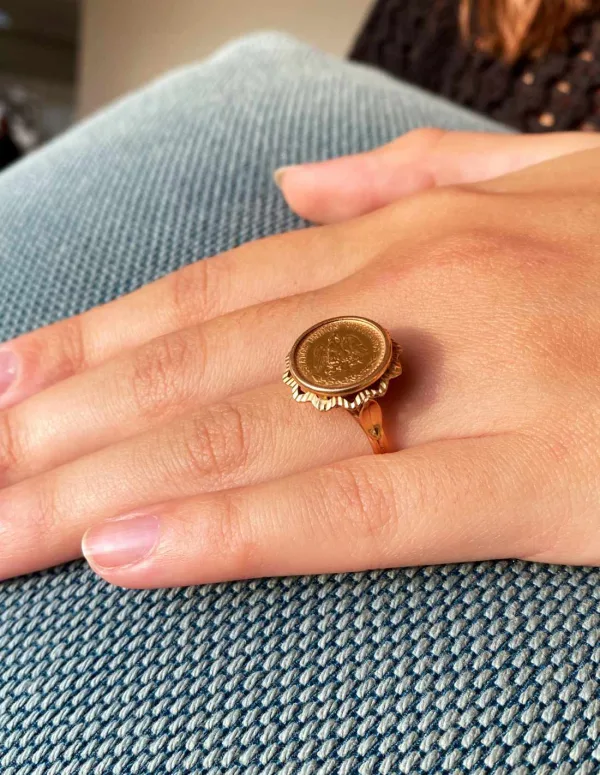 Bague Ancienne Or Jaune & Pièce d'Or 2 Pesos