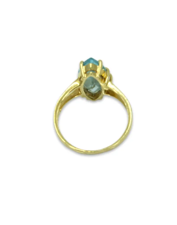 Bague Marquise Or Jaune 18K & Aigue Marine