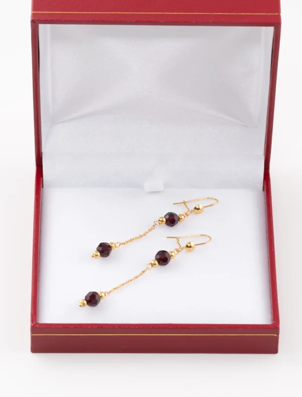 Boucles d'Oreilles Or & Grenats