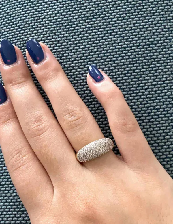 Bague Jonc en Or Jaune 18K Pavée de Diamants