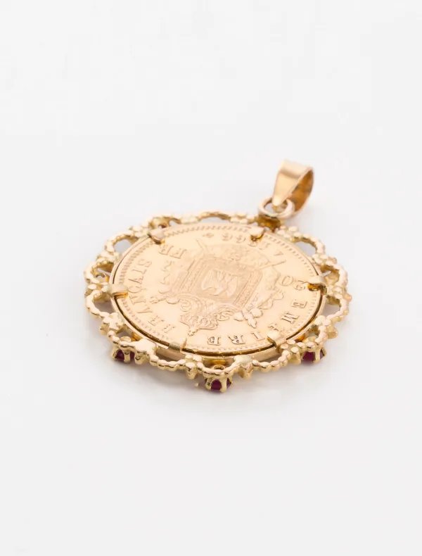 Pendentif Pièce d'Or Napoléon  & Rubis
