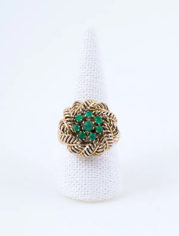 Bague Chou Or Jaune & Emeraudes