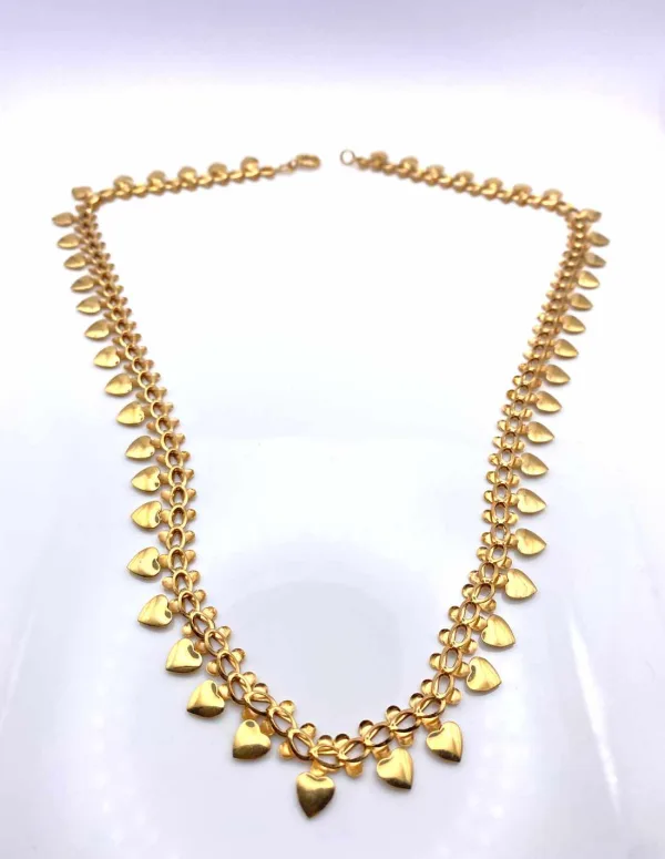 Collier Draperie Coeurs en Or Jaune 18K