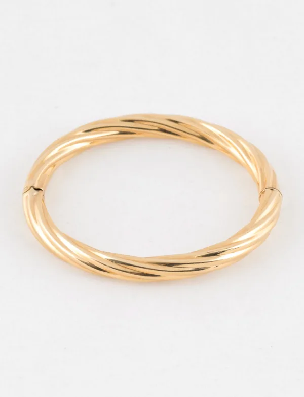 Bracelet Jonc Ovale Torsadé Ouvrant Or Jaune