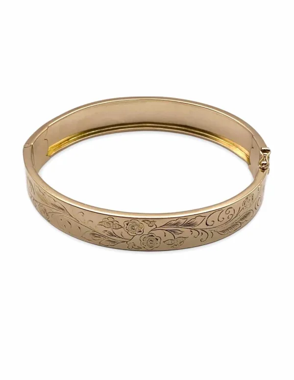 Bracelet Ancien Jonc Filigrane Ouvrant Or 18K