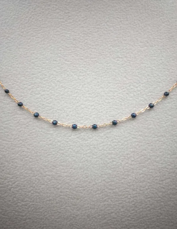 Collier Gigi Clozeau Or Rose 18K Perles Bleues Nuit