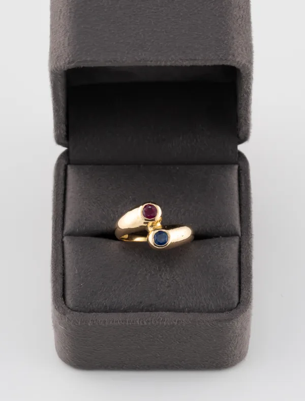 Bague Toi & Moi Vintage Saphir & Rubis