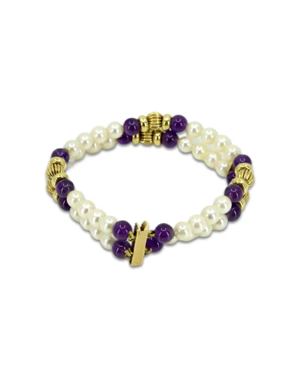 Bracelet en or, améthyste et perles de culture