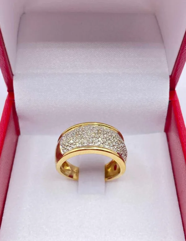 Bague Jonc Or Jaune 18k & Pavage Diamants