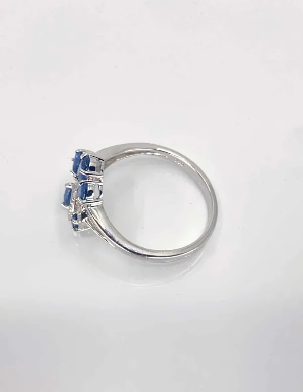 Bague Florale Or Blanc Saphirs & Diamants