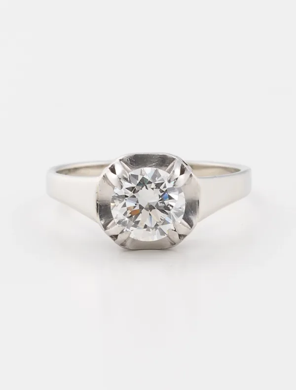 Bague Ancienne Solitaire Or Blanc