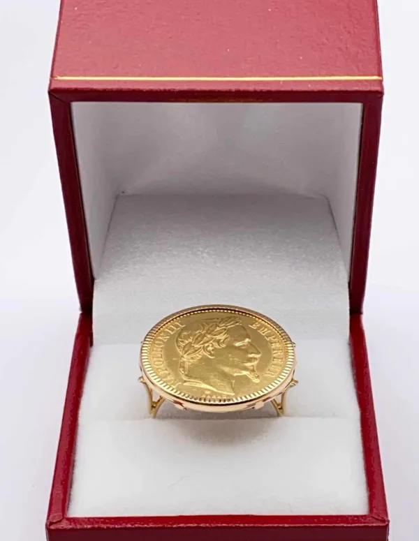 Bague vintage en or jaune avec pièce 20 francs