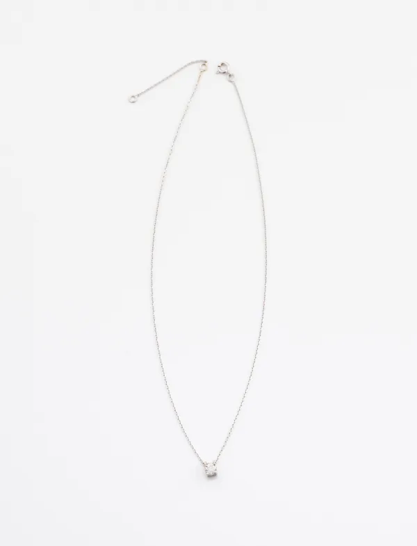 Collier Solitaire Or Blanc