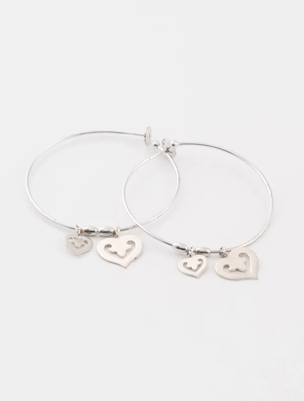 Boucles d'Oreilles Créoles Coeurs OJ Perrin Or Blanc