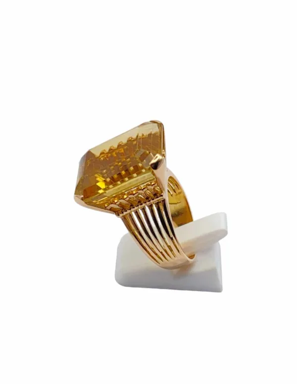 Bague Cocktail Vintage Citrine & Or Jaune 18k