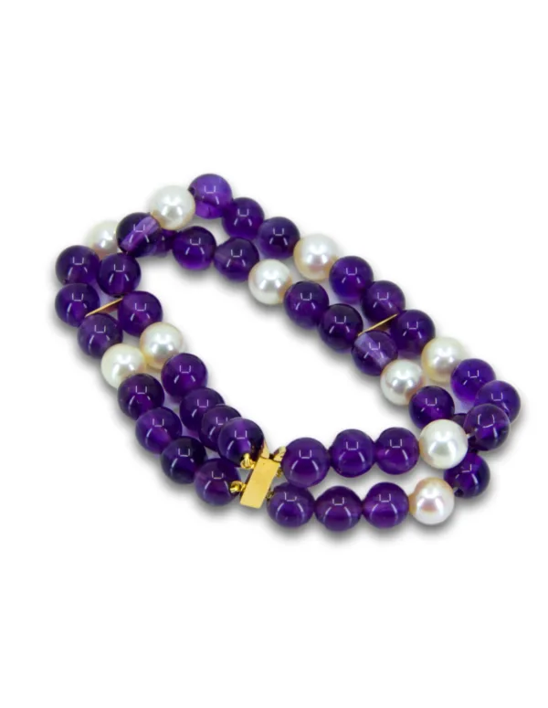 Bracelet Or, Amethystes & Perles de Culture